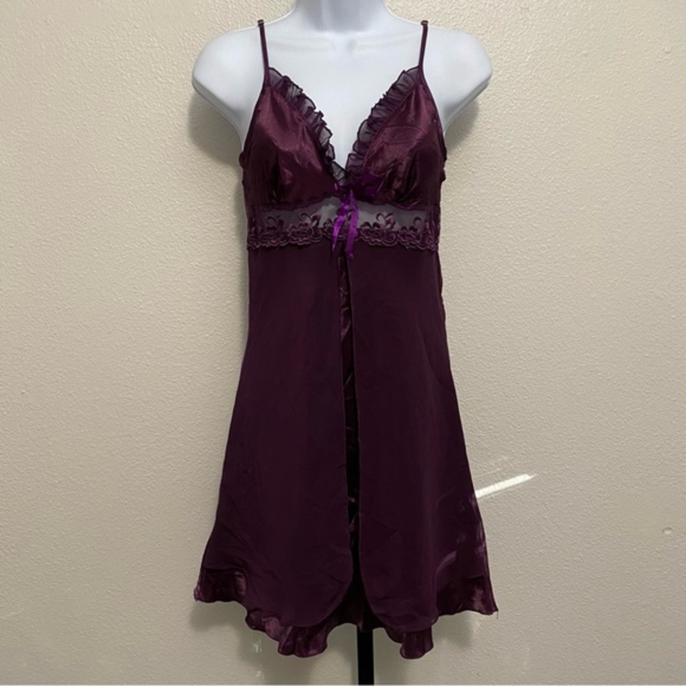 Y2K Babydoll Satin Lace Ruffle Trim Slip Dress Feminine Romantic Delicate Dainty